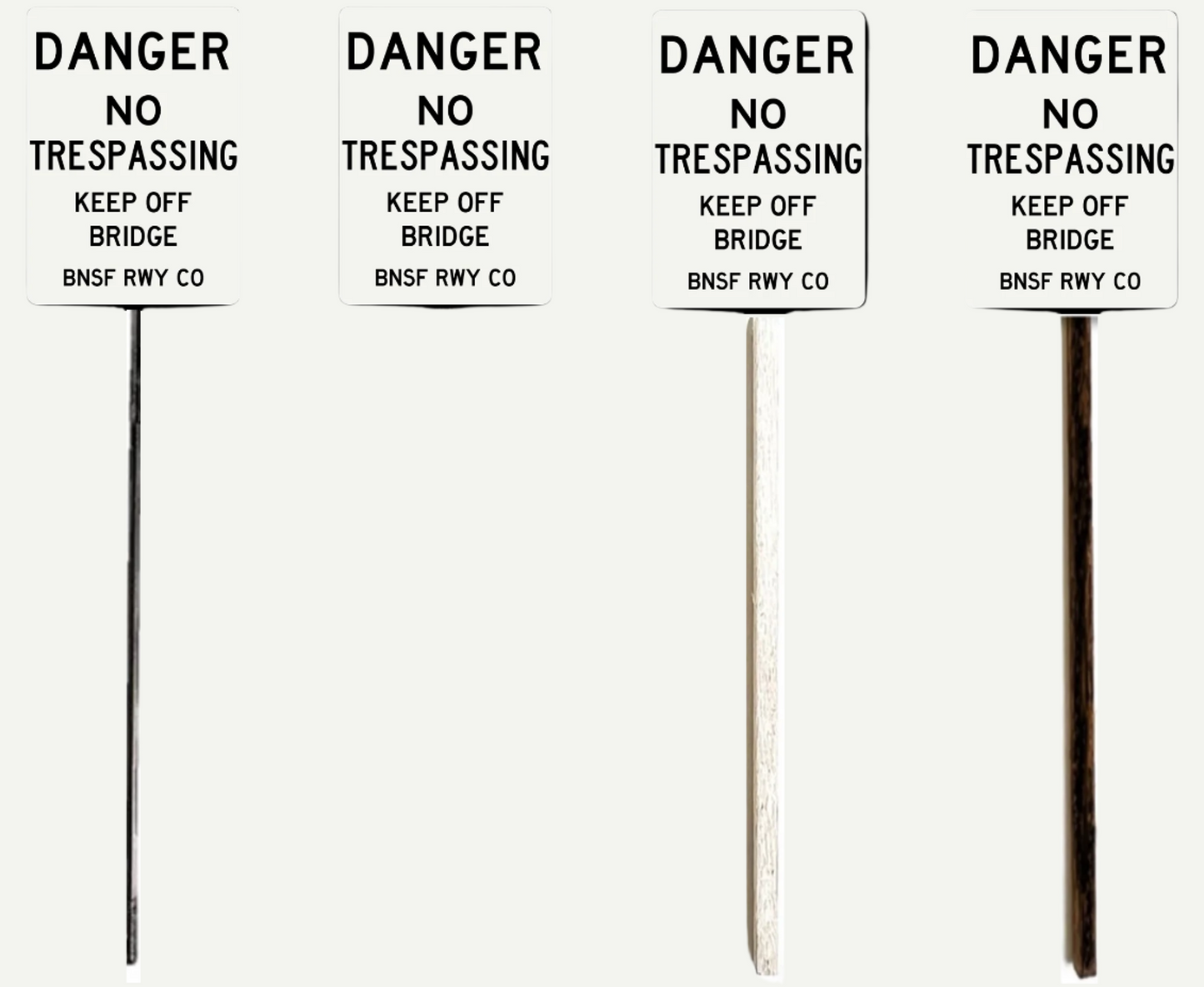 HO Scale - BNSF "Danger No Trespassing on Bridge" - 4 Pack