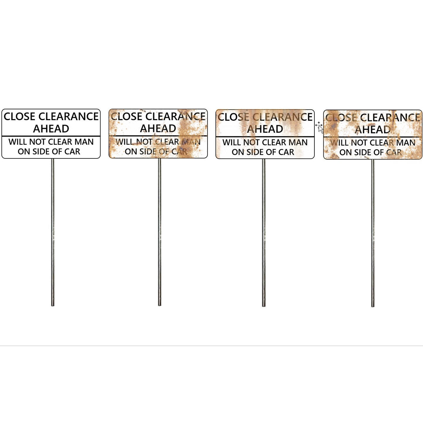 N Scale - Weathered Close Clearance Signs - 4 Pack