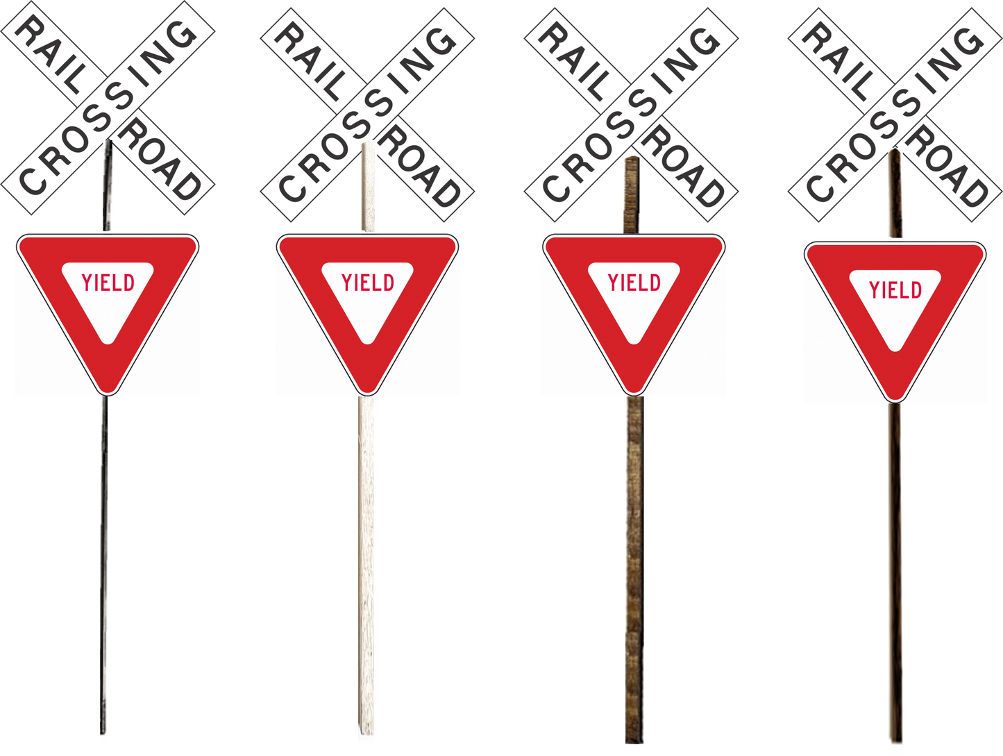 HO Scale - Modern Crossbucks w/ Yield Sign - 2 pack