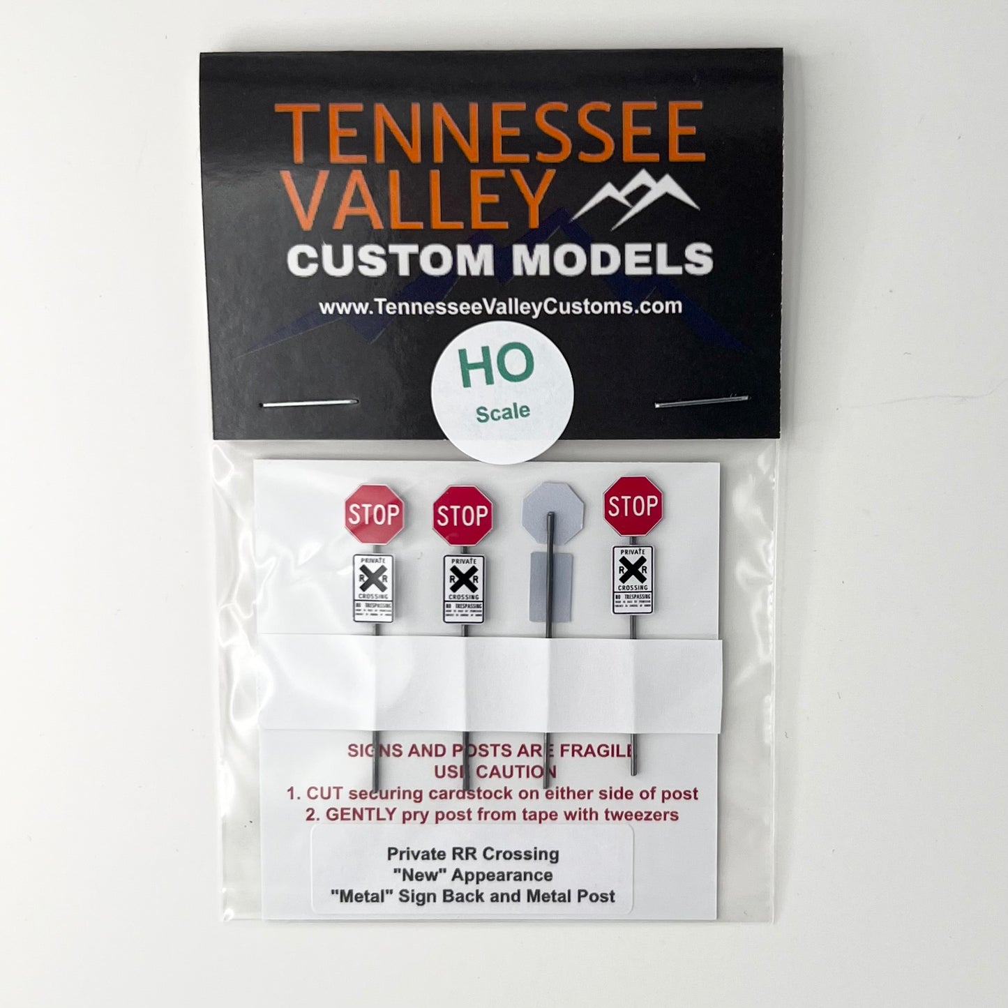 Stop Sign Private Railroad Crossing, Model Railroad Road Signs, Model Railway Signs, HO Scale, HO Gauge, N Scale, N Gauge, S Scale, S Gauge, O Scale, O Gauge, Layout
