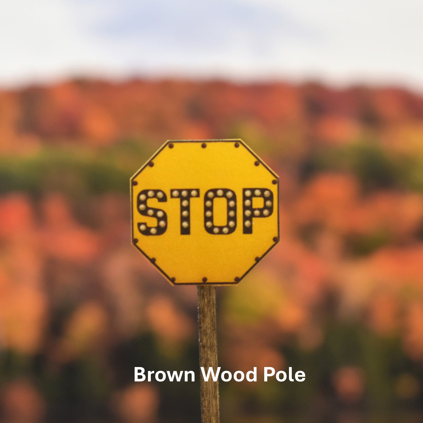 N Scale - Yellow Stop Sign with Cats Eyes - 2 Pack