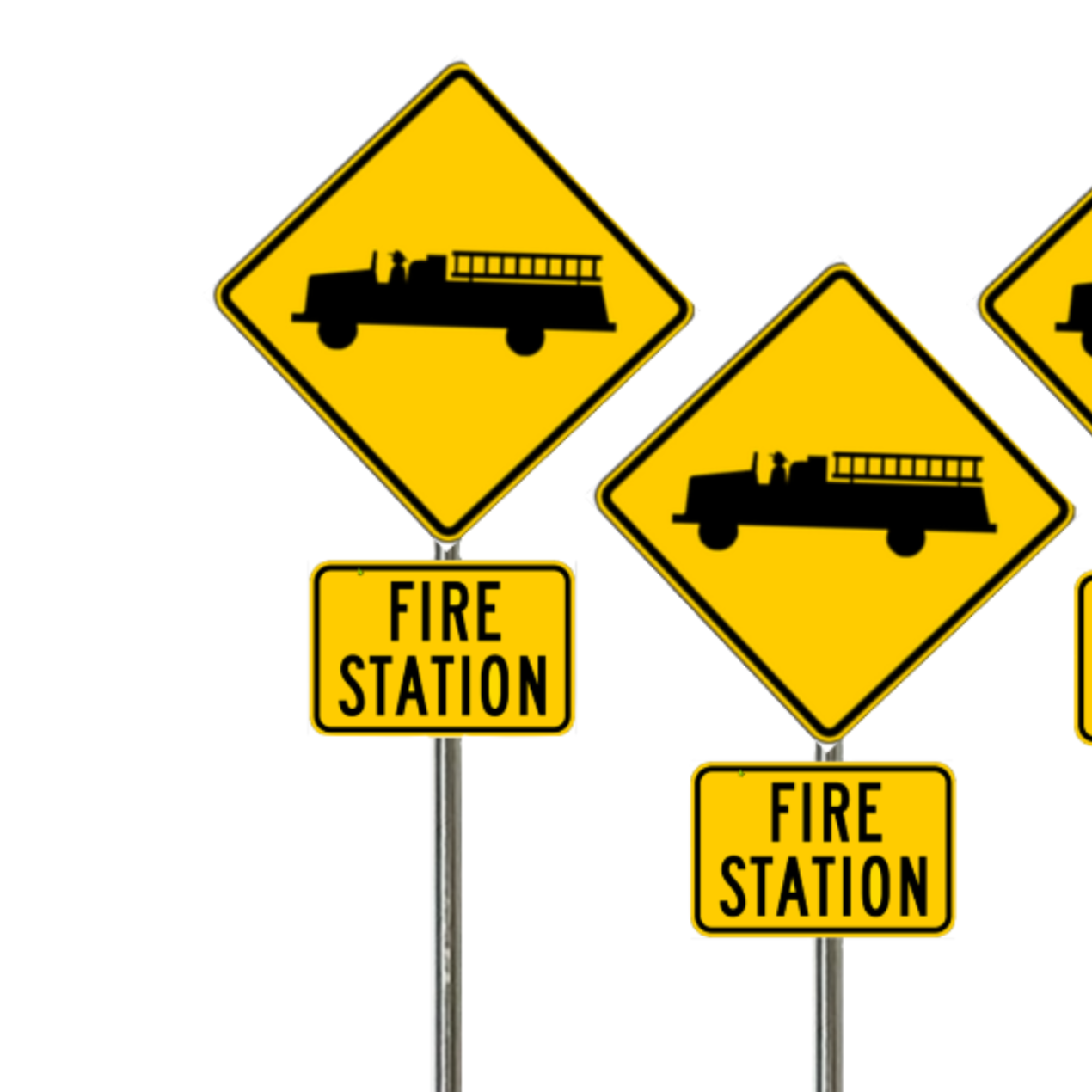 Fire Station Double Sign - Graphic and Written - 2 Pack