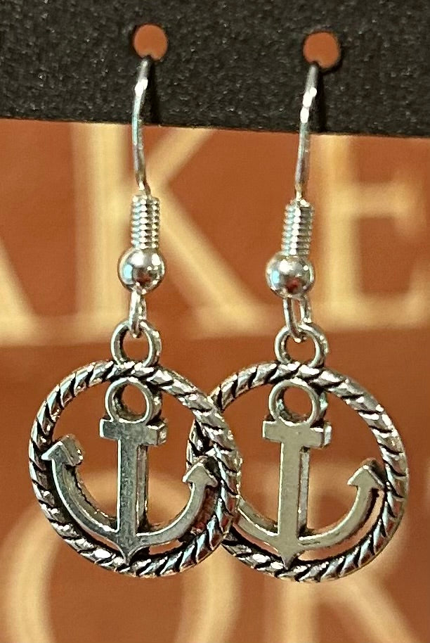 Circle Rope and Anchor Earrings