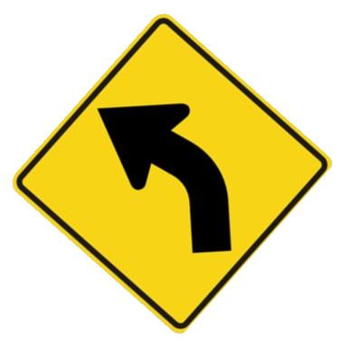 HO Scale - Curve Warning – 45 or 90, Choose Direction - 2 Pack