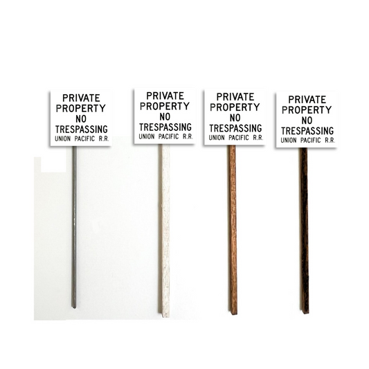 HO Scale - Union Pacific Private Property No Trespassing - 4 Pack