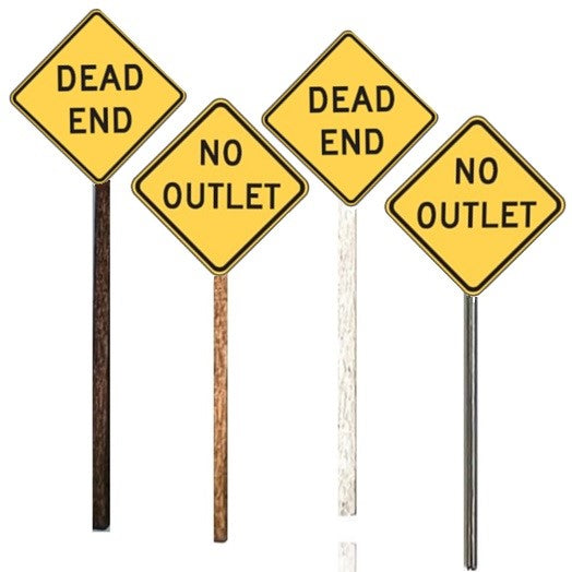 O Scale - No Outlet OR Dead End Signs - 2 Pack