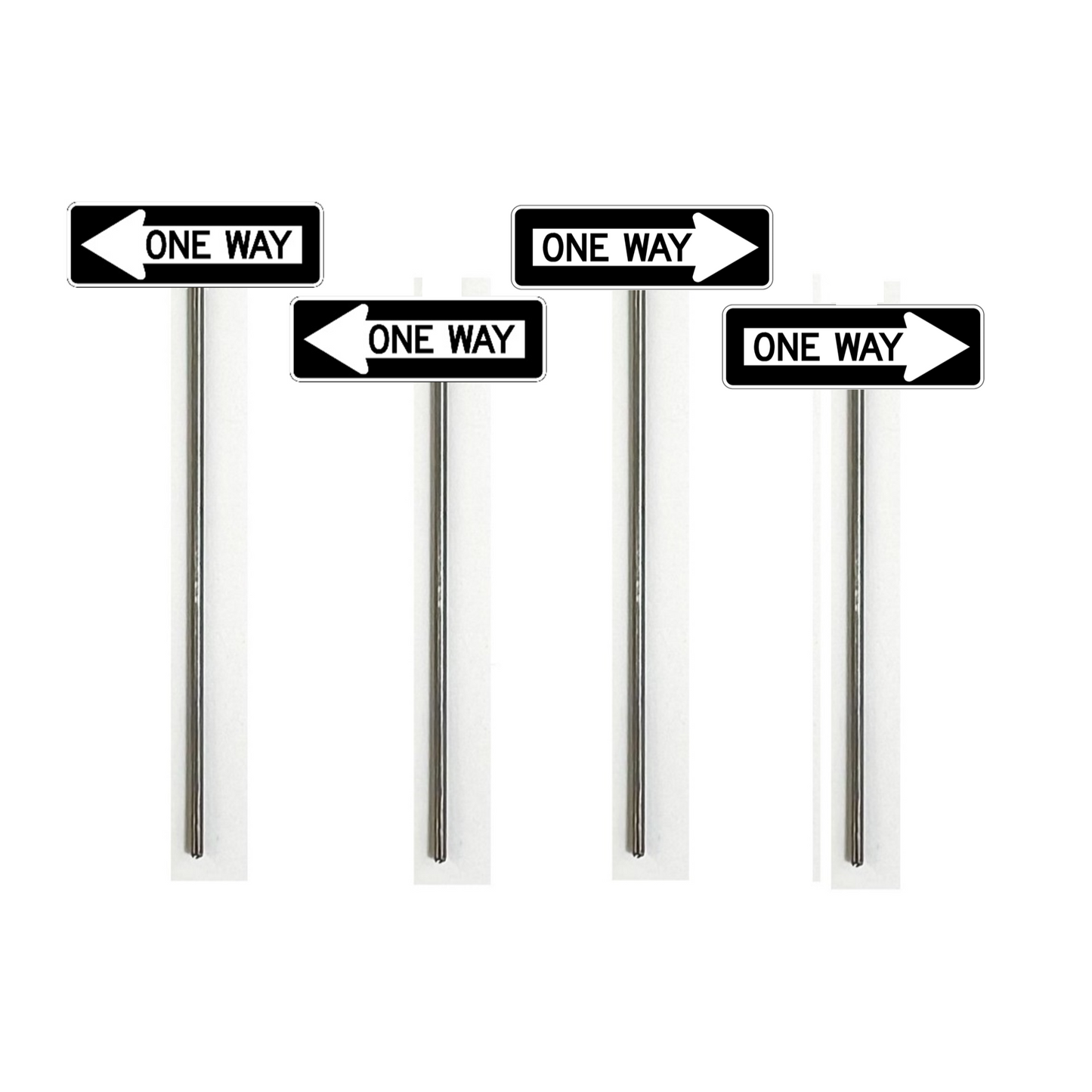 One Way Sign, Black Rectangle, White Arrow, Model Train Sign, Model Railroad Sign, Model Railway Sign, O Gauge, O Scale, N Gauge, N Scale, HO Gauge, HO Scale, S Gauge, S Scale, Metal Pole