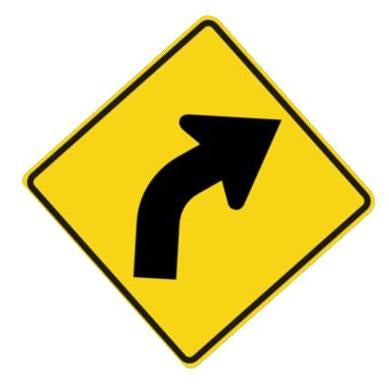 HO Scale - Curve Warning – 45 or 90, Choose Direction - 2 Pack