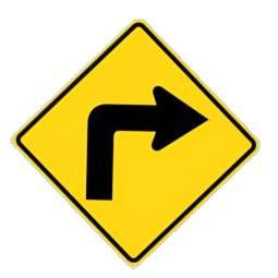 HO Scale - Curve Warning – 45 or 90, Choose Direction - 2 Pack