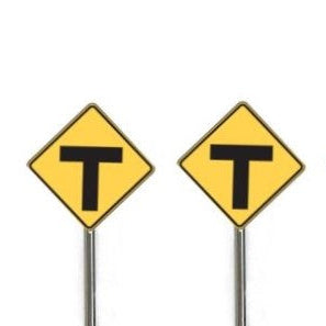 HO Scale - T Intersection Sign - 2 Pack