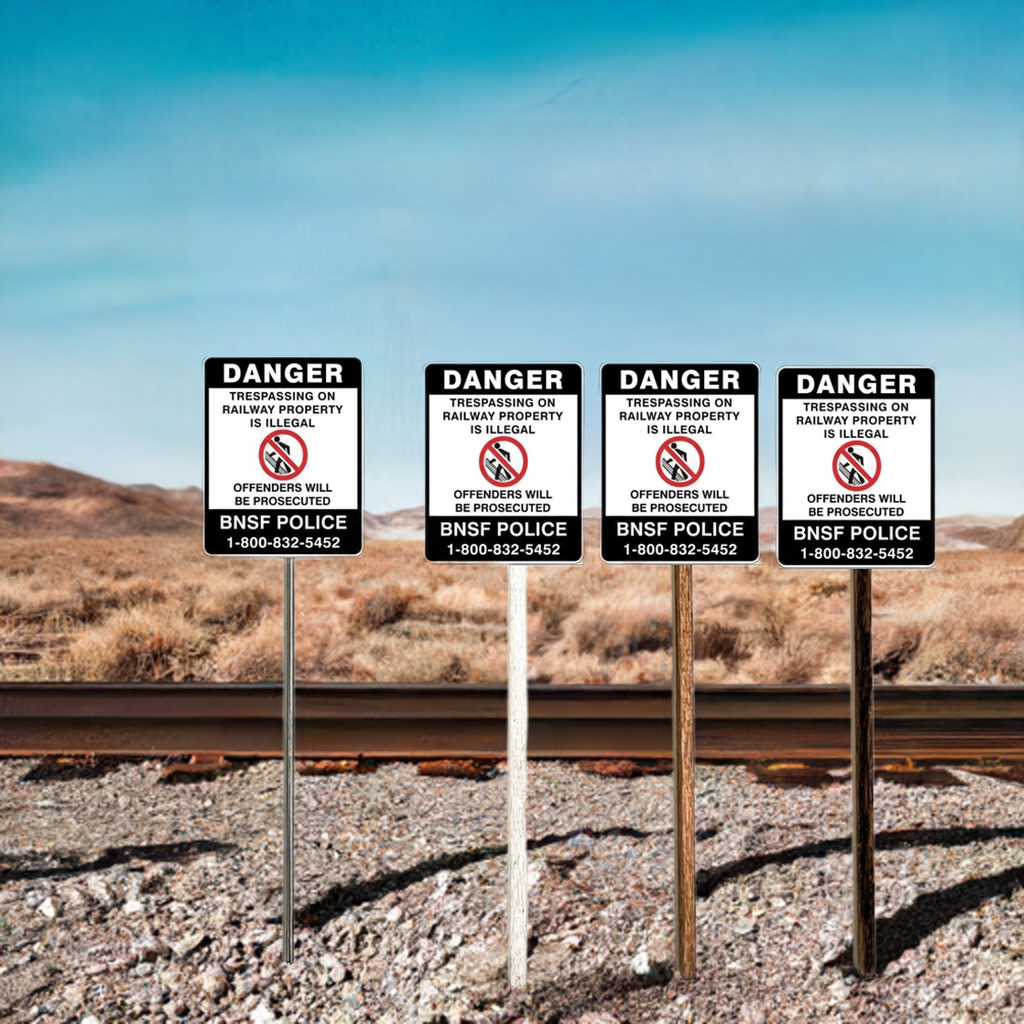 HO Scale - BNSF - No Trespassing - 4 Pack