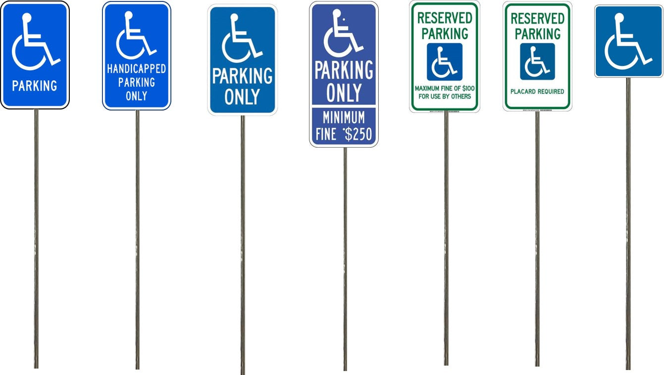 Model Railroad Handicapped Parking signs. Blue and white, parking and fines. N Gauge , N Scale, HO Scale, HO Gauge, O Scale, O Gauge, S Scale, S Gauge