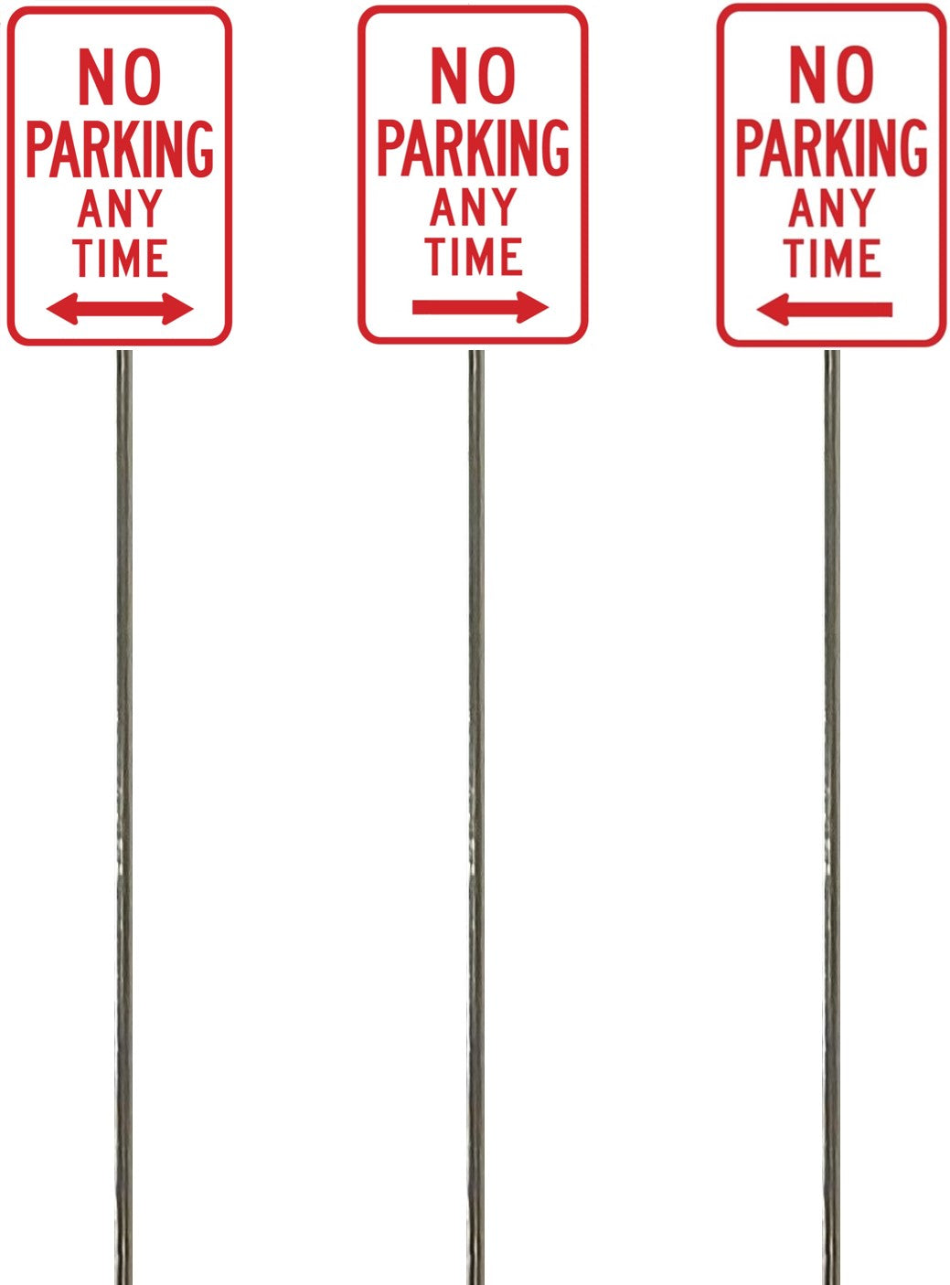 No Parking Any Time with arrows, Model Railroad Sign, Model Railway Sign, O Scale, O Gauge, N Scale, N Gauge, S Scale, S Gauge, HO Scale, HO Gauge Metal Pole