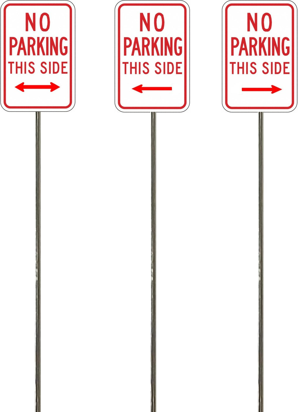 No Parking This Side with arrows, Model Railroad Sign, Model Railway Sign, O Scale, O Gauge, N Scale, N Gauge, S Scale, S Gauge, HO Scale, HO Gauge Metal Pole