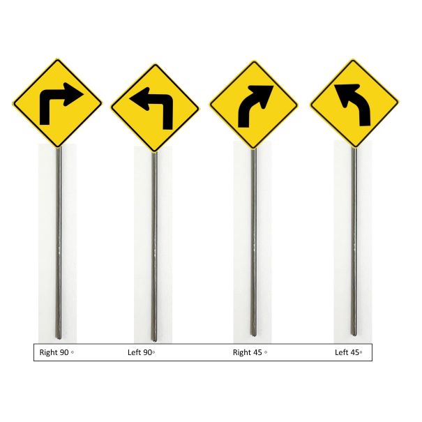 HO Scale - Curve Warning – 45 or 90, Choose Direction - 2 Pack