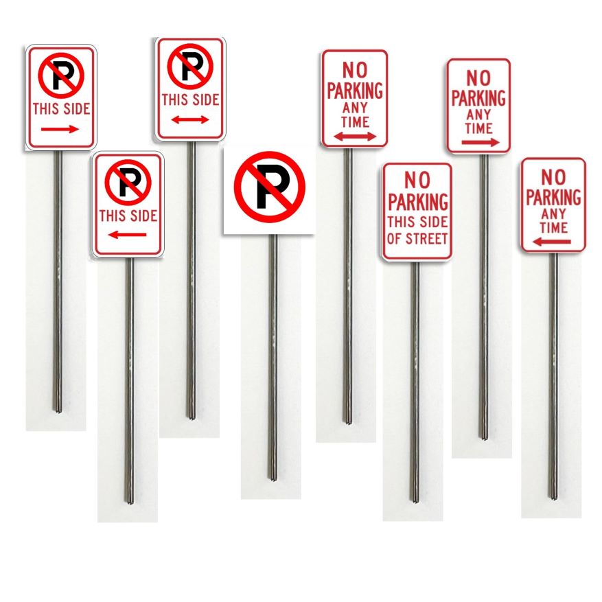 Model Railroad Signs No Parking, Model Layout , No Parking Any Time, No Parking This Side of Street Null Sign P No Parking Model Railroad Sign, Model Railway Sign, O Scale, O Gauge, N Scale, N Gauge, S Scale, S Gauge, HO Scale, HO Gauge Metal Pole