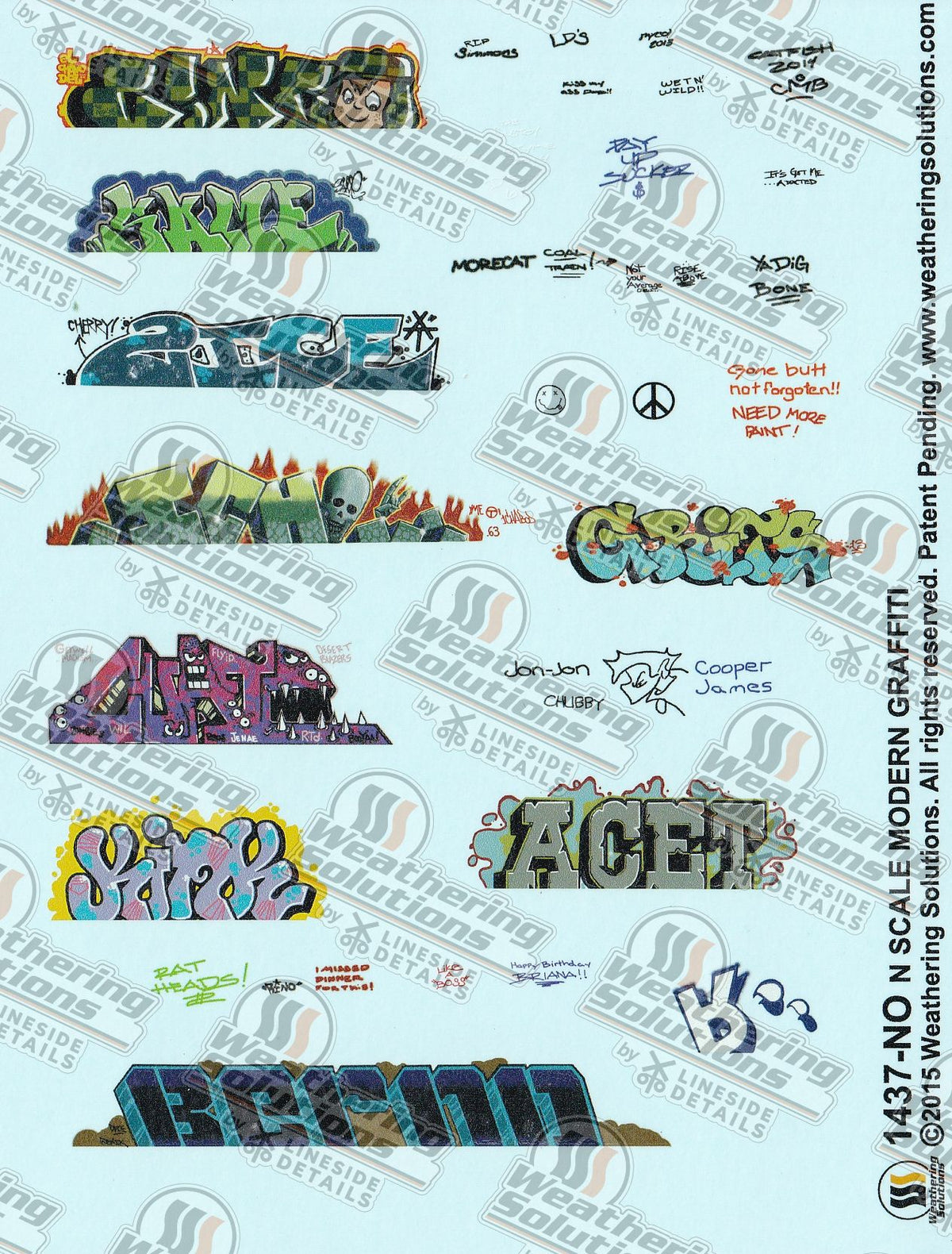 1437-NO - N Scale Modern Graffiti Decals- Weathering Solutions