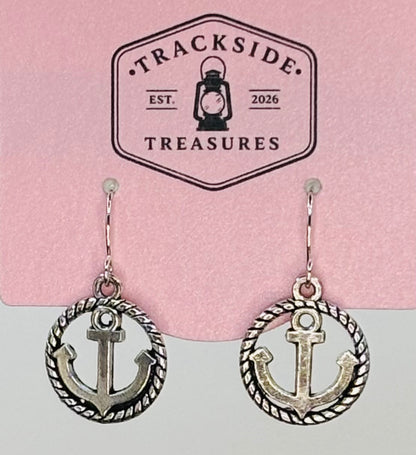 Circle Rope and Anchor Earrings