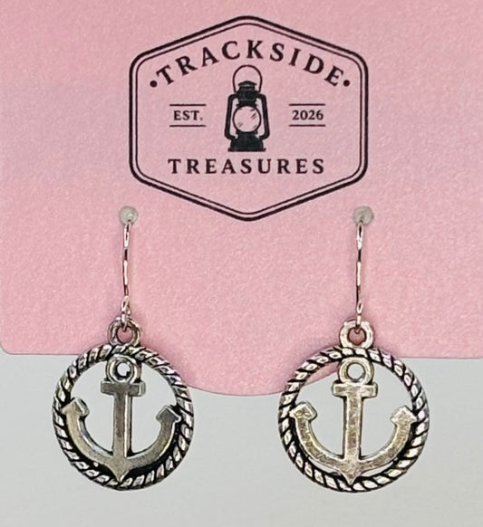 Circle Rope and Anchor Earrings