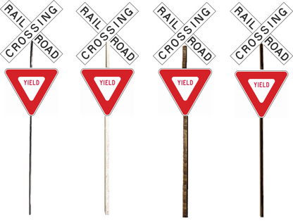 HO Scale - Modern Crossbucks w/ Yield Sign - 2 pack