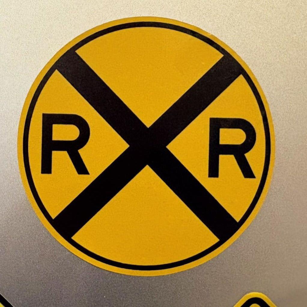 Railroad Crossing Ahead Sticker