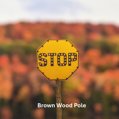 HO Scale - Yellow Stop Sign with Cats Eyes - 2 Pack