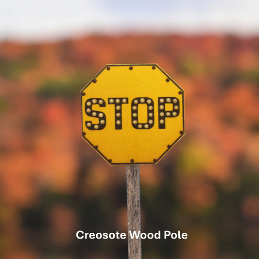 HO Scale - Yellow Stop Sign w/ Rivets and Cats Eyes - 2 Pack