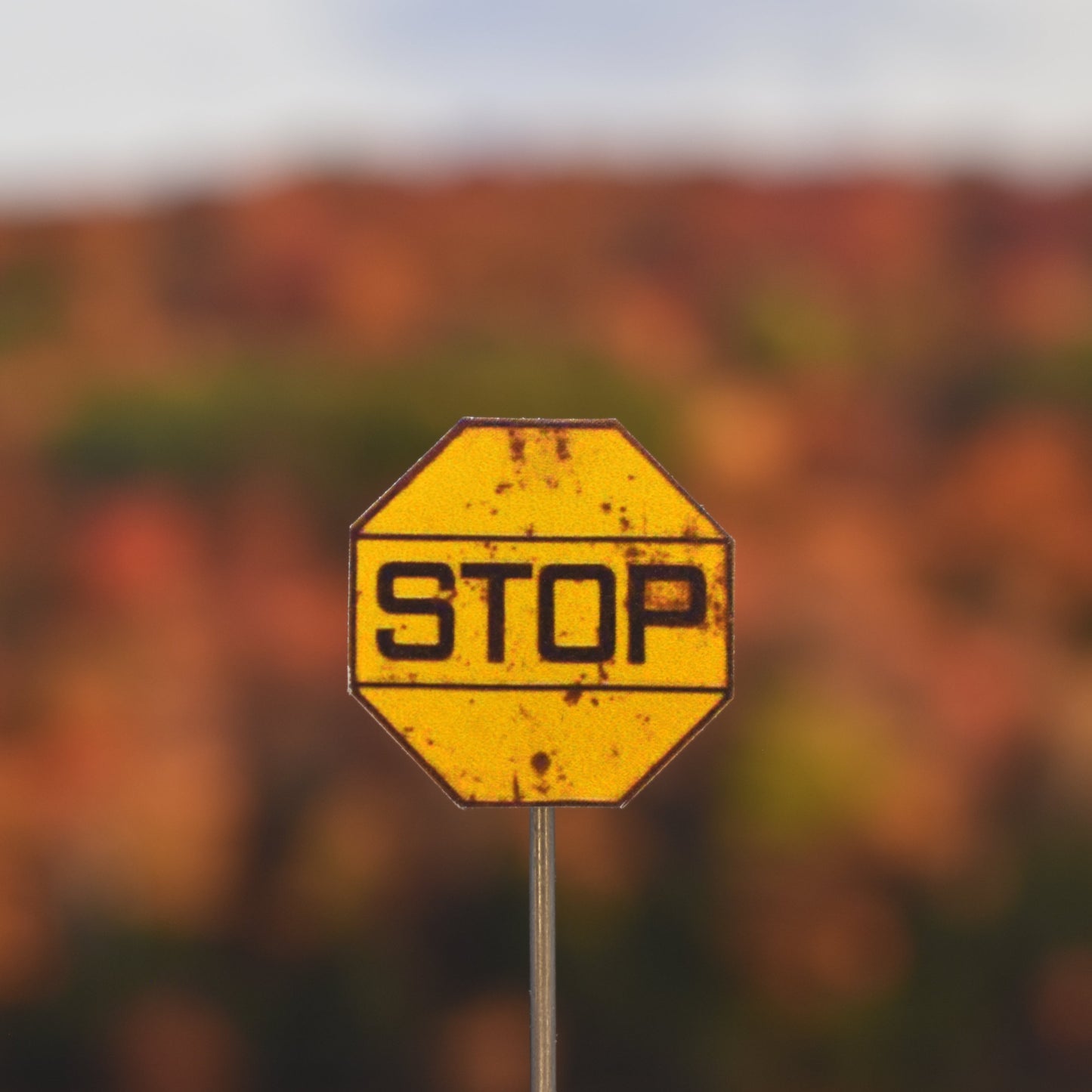 HO Scale - Yellow Stop Sign - Horizontal Line - 2 Pack