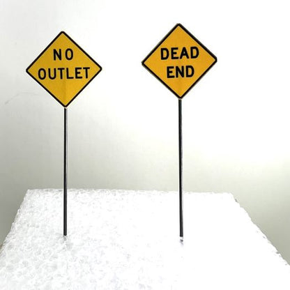 Dead End or No Outlet Model Railroad Sign, Model Railway Sign, O Scale, O Gauge, N Scale, N Gauge, HO Scale, HO Gauge, S Scale, S Gauge, Gold Diamond Black Lettering