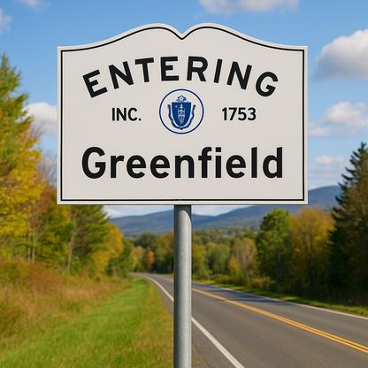 N Scale - Massachusetts Town Line Sign - Single Sided Sign