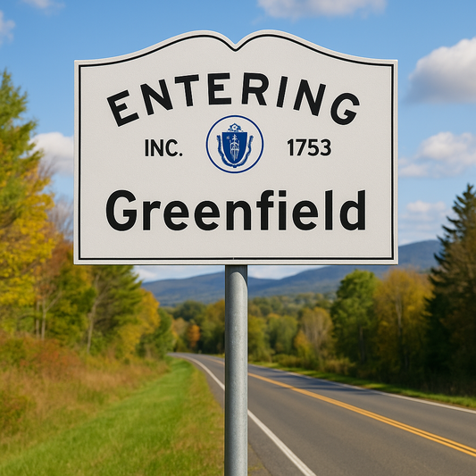 N Scale - Massachusetts Town Line Sign - Single Sided Sign