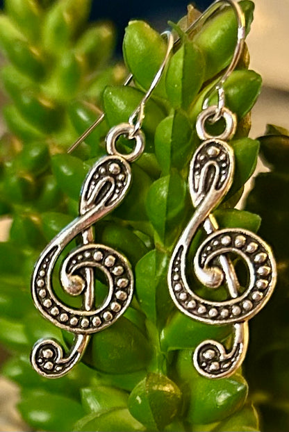 Textured Treble Clef Earrings