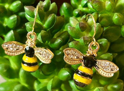Yellow and Black Bumble Bee Earrings