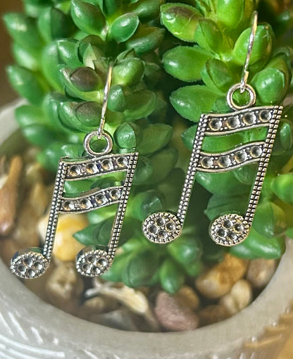 Textured Musical Note Earrings