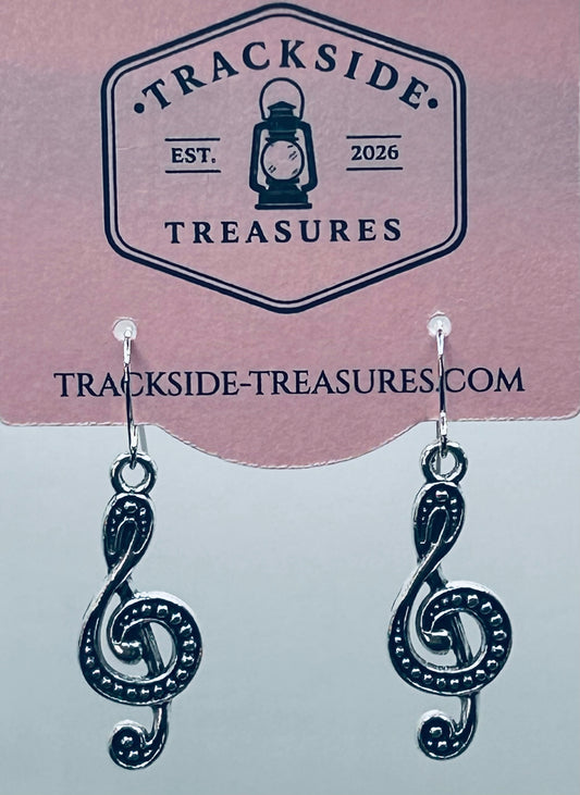 Textured Treble Clef Earrings
