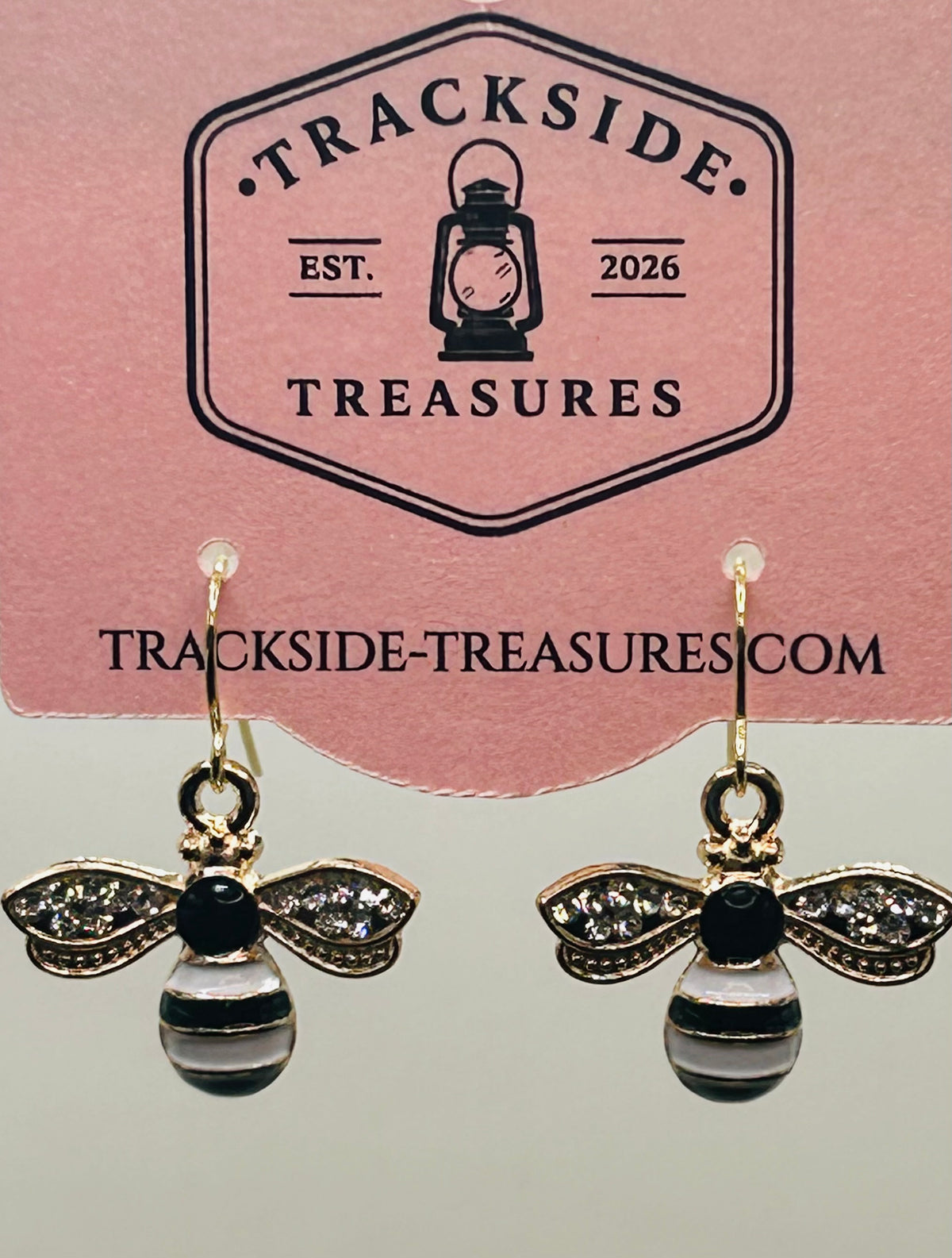 Black and White Bumble Bee Earrings
