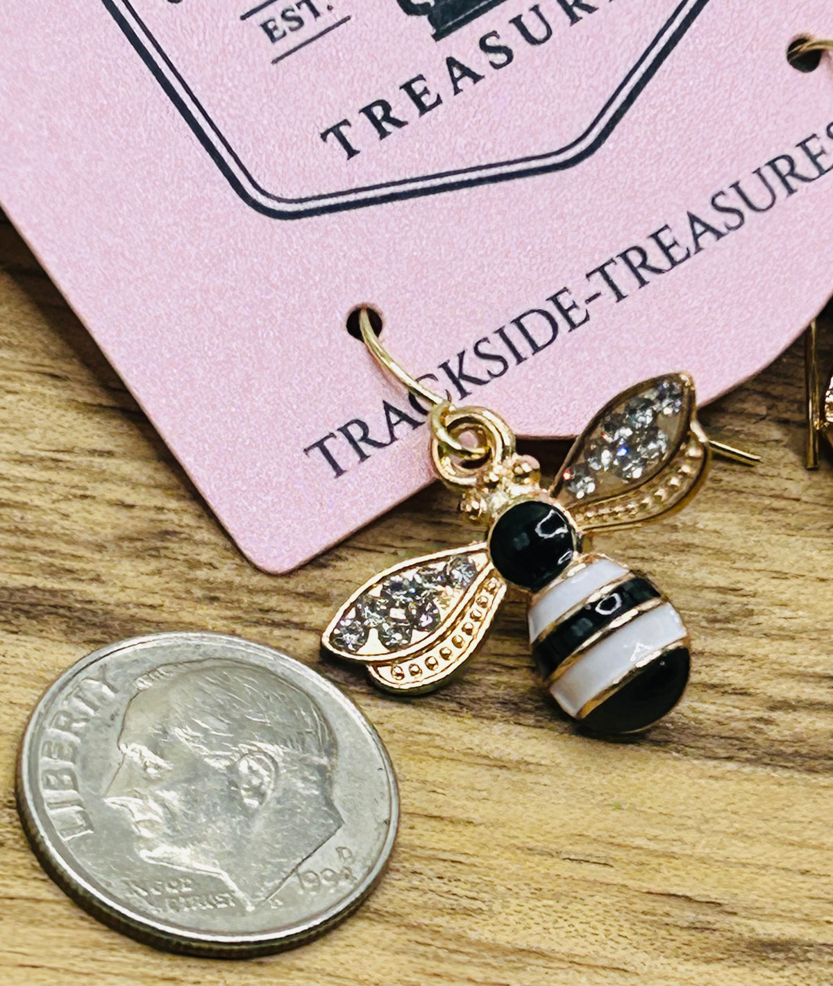 Black and White Bumble Bee Earrings