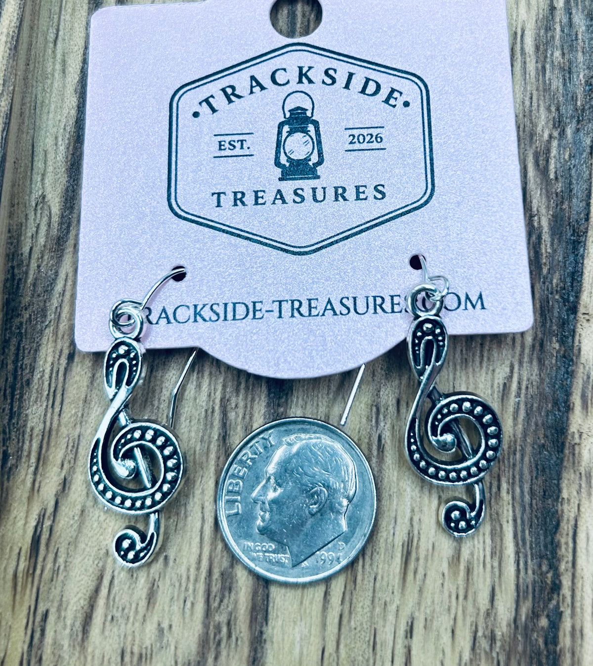 Textured Treble Clef Earrings