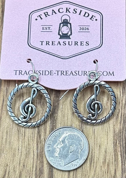 Treble Clef Circle Earrings
