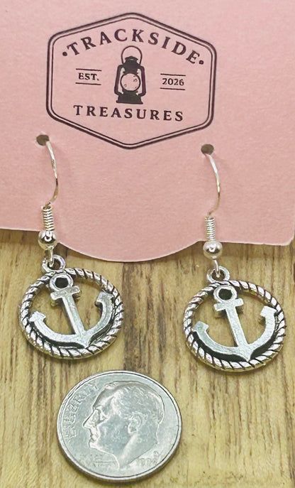 Circle Rope and Anchor Earrings