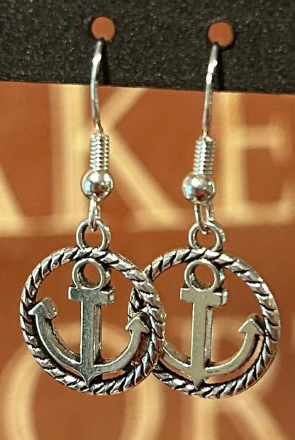 Circle Rope and Anchor Earrings