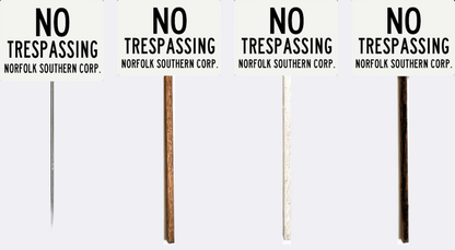 S Scale - Norfolk Southern No Trespassing Sign - 4 Pack