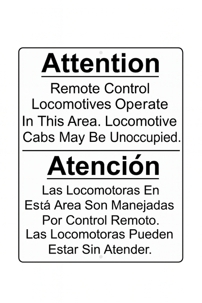 N Scale - RCO Bilingual Warning Sign - 1 Sign