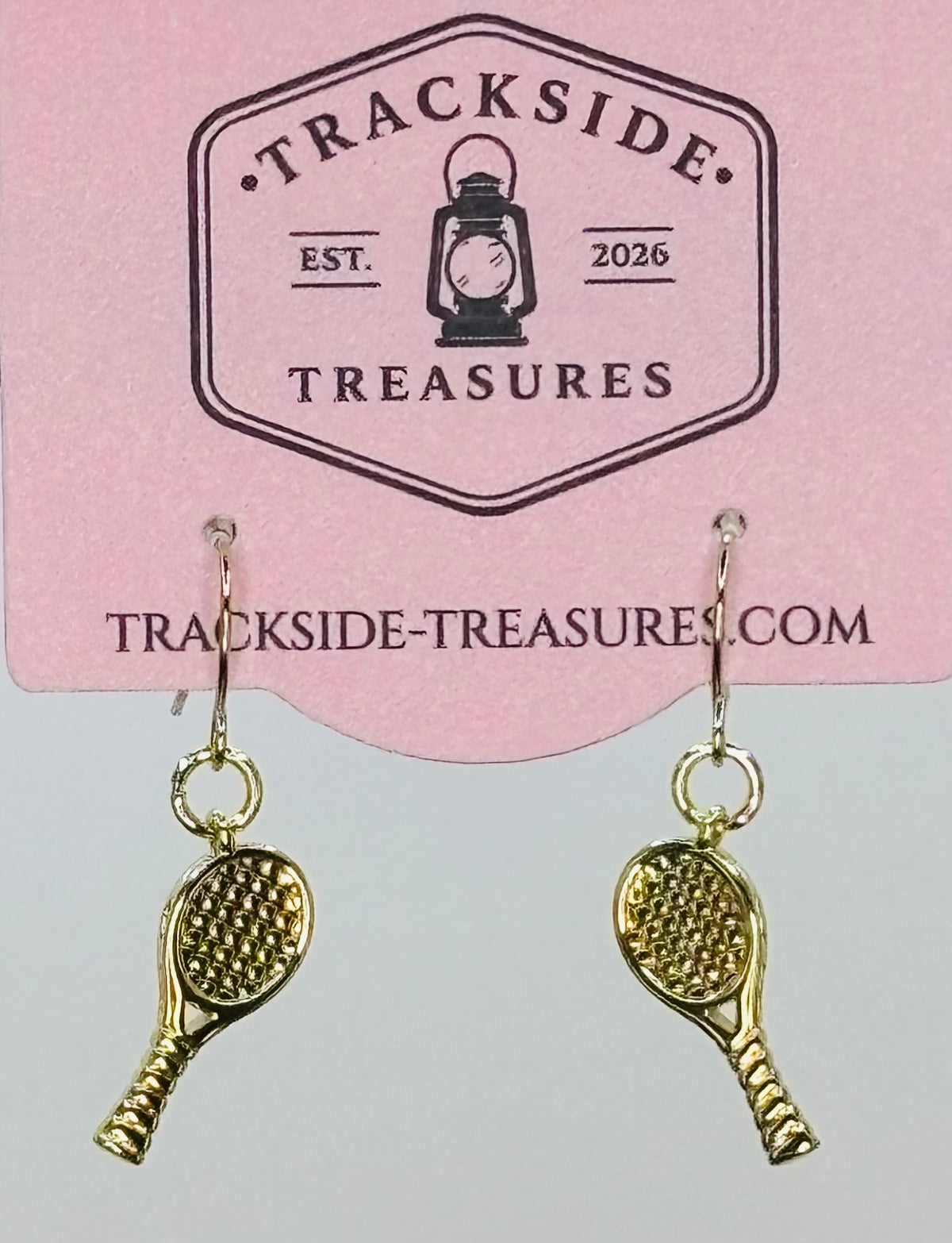 Single Tennis Racket - Gold Earrings