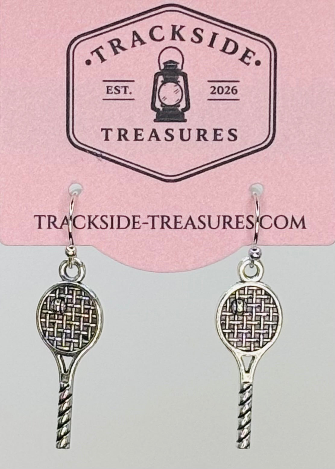 Single Tennis Racket - Silver Earrings