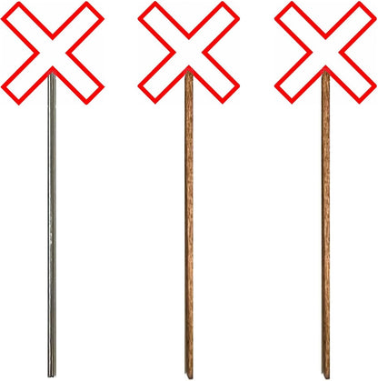 Model Railway Sign, Model Railroad Sign, Modern Canadian Cross bucks,Red Outline, White background, x shape, four pack, Model Railroad Layout, Diorama, metal pole, white post, brown post, Scale, O Gauge, N Scale, N Gauge, HO Scale, HO Gauge, S Scale, S Gauge 
