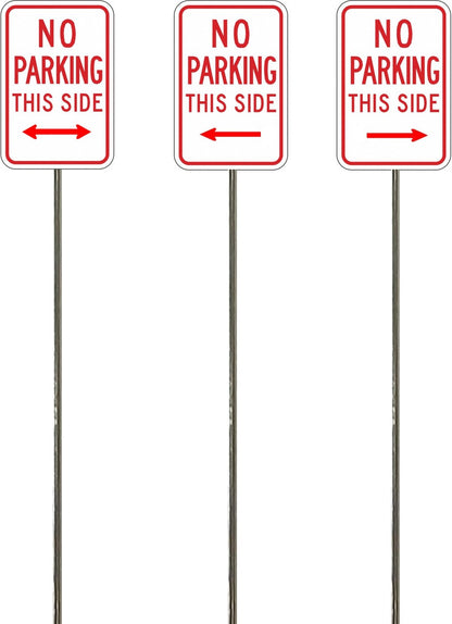 No Parking This Side with arrows, Model Railroad Sign, Model Railway Sign, O Scale, O Gauge, N Scale, N Gauge, S Scale, S Gauge, HO Scale, HO Gauge Metal Pole 