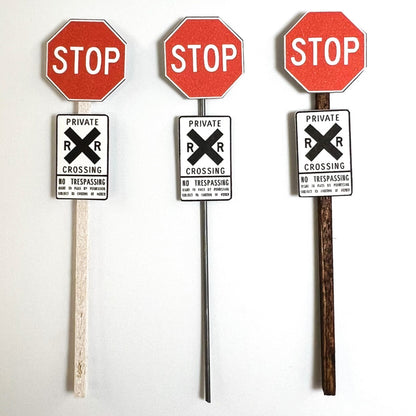N Scale - Private RR Crossing w/ STOP - 2 Pack